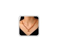 Cybche Gargantilla bohemia de cuentas de semilla de color naranja, collar con colgante de calavera de esqueleto de metal dorado, gargantilla de cuentas de arroz, joyería de calavera para mujer, Zinc