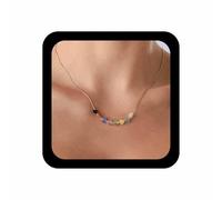 Cybche Gargantilla de corazón colorido bohemio de acrílico con colgante de corazón hinchado, collar de resina con cuentas de arco iris, collares de cuentas redondas pequeñas, collares minimalistas de
