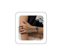 Cybche Gótico Anillo De Cadena Dedo Pulsera Pulsera De Cadena Negro Halloween Esclavo Mano Ajustable Arnés Hueco Esclavo Dedo Joyas Para Las Mujeres