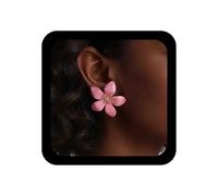 Cybche Pendientes bohemios blancos de flores grandes esmaltadas con pétalos florales, pendientes llamativos, aretes de metal, bonitos aretes de tuerca con flor de cerezo y margarita para mujer, As