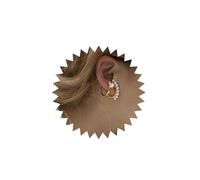 Cybche Pendientes bohemios de perlas para boda, aretes de perlas doradas, aretes de perlas de cartílago de perlas, aretes de brazalete de perlas para mujer, Zinc