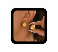 Cybche Pendientes de aro anchos abiertos de metal vintage dorados gruesos en forma de C, aretes gruesos colgantes de cúpula gruesa, aretes de tuerca con textura exagerada, joyería para mujer, Zinc