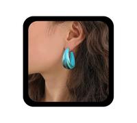 Cybche Pendientes de aro de acrílico grueso de color turquesa punk, aretes de aro de resina acrílica, aretes de aro anchos en forma de C, joyería occidental para mujer, Zinc, Sin piedra preciosa