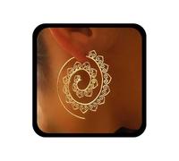 Cybche Pendientes de aro góticos en espiral, diseño de mandala, espiral, espiral, oro, vórtice, joyería india para mujer, Zinc