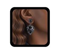 Cybche Pendientes de lágrima de ónix negro, aretes de gota de cristal negro, aretes de araña de ónix, aretes colgantes de gota de agua de circonita cúbica, aretes colgantes de boda para novia, joyería