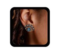 Cybche Pendientes de los ojos de zafiro gótico Pendientes de sementales de Oro Gold Evil Eye Pendimiento de los ojos turcos Pendido de cristal de los ojos Pestaña Joyas para mujeres