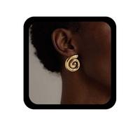 Cybche Pendientes góticos de concha de caracola, aretes de tuerca en espiral dorados, aretes de concha de mar, aretes redondos de remolino grueso, joyería circular exagerada para mujer, Zinc, Sin