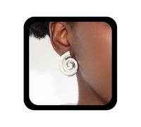 Cybche Pendientes góticos de concha de caracola, aretes de tuerca en espiral dorados, aretes de concha de mar, aretes redondos de remolino grueso, joyería circular exagerada para mujer, Zinc, Sin