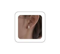 Cybche Pendientes Mujer Vintage de Perlas Pequeñas con Circonita Cúbica Plateada, Aretes de Corazón de Perlas Blancas, Aretes de Boda con Diamantes de Imitación Brillantes, Aretes de Perlas Pequeñas