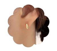 Cybche Pendientes vintage pequeños de lágrima, aretes de gota de agua, aretes de aro de lágrima dorados, aretes minimalistas de gota pequeña, joyería para mujeres y niñas, S, Zinc, Sin piedra preciosa