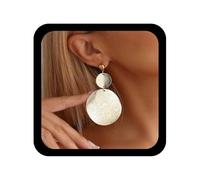 Cybche Punk Gran Disco Pendientes Colgantes Moneda De Oro Declaración Gota Pendientes Martillado Disco Pendiente Gran Disco Pendiente Círculo Redondo Cuelgan Exagerada Joyería Geométrica Para Las