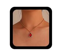 Cybche Vintage Collar De Rubíes Creados Colgante De Cristal Rojo Collar De Rubíes Lágrima Collar De Oro Collar De Gargantilla De Cadena De Bordillo Collar De Cz Rojo Joyas Para Las Mujeres