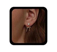 Cybche Vintage De Perlas Pendientes De La Chaqueta Del Oído Del Arco De Oro Pendientes De Perlas Pendiente De La Cinta Frente A La Espalda Pendiente Arco Hueco Bowknot Espárrago Boda Nupcial Cuelgan