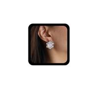 Cybche Vintage Gemstone Flor Stud Brincos de prata Pedros de pedra preciosa da lua de prata Brincos redondos de breol da pedra da lua CZ