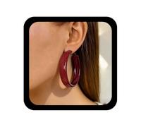 Cybche Vintage Grandes Pendientes De Aro Grueso Esmalte Rojo Círculo Pendientes De Aro Ancho Huggie Grande Grueso Círculo Hueco De Joyería Para Las Mujeres(red1)
