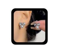 Cybche Vintage Kristall Bogen Ohrringe Silber Cz Bogen Ohrstecker Strass Perle Tropfen Ohrringe Hochzeit Cubic Zirkonia Perlenschmuck Für Frauen