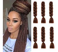 Cybelleza 6 piezas / 600 g Extensiones de cabello trenzado de 24" Jumbo Braids Sintético Crochet Hair Afro Box Trenza resistente al calor (Castaño oscuro)