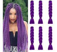 Cybelleza 6 piezas / 600 g Extensiones de cabello trenzado de 24" Jumbo Braids Sintético Crochet Hair Afro Box Trenza resistente al calor (Morado oscuro)