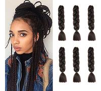 Cybelleza 6 piezas / 600 g Extensiones de cabello trenzado de 24" Jumbo Braids Sintético Crochet Hair Afro Box Trenza resistente al calor (Marrón medio)