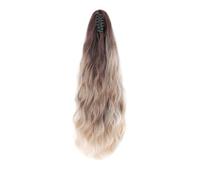 Cybelleza 60cm Coleta Postiza Pelo Largo Ondulado con Pinza Cola de Caballo Extensiones de Clip de Pelo Natural Rizadas Extensiones de Cabello Sintético Claw Ponytail, Marrón Ombre mix Rubioz