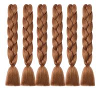 Cybelleza 60cm Pelo Sintetico para Trenzas Africanas Extensiones de Cabello Trenzado Africanas Jumbo Braids Crochet Braiding Hair Extensions 6PCS 600g (Castaño claro)