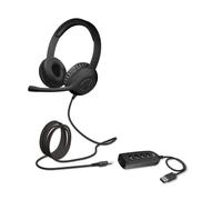 Cyber Acoustics Auriculares estéreo con conexión USB o 3.5 mm (AC-5812), módulo de Control USB, Brazo de micrófono Ajustable para PC, Mac o Chromebook