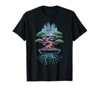 Cyber Bonsai Tree Future City Art Streetwear Japonés Camiseta