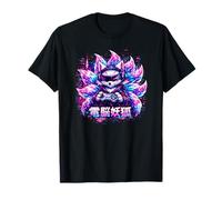 Cyber Kawaii Dark Kitsune Nueve Colas Fox Yokai Gamer Y2K Camiseta