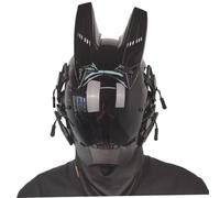 Cyber Mask with Horn Futuristic Mask for Men PC Decorative Punk with Face Cyber Helmet for Cosplay Party Halloween Music Festival Helmet