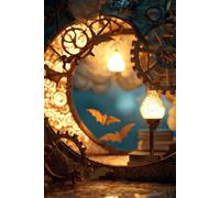 Cyber Wing Journal: Glowing Metal Bat Notebook | Dreamy Zen Writing with Surreal Cyberpunk Art & Whimsical Steampunk Design