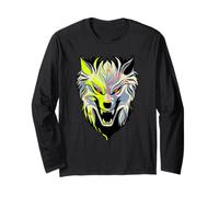 Cyber Wolf Futurista Animal Design Manga Larga