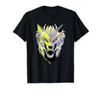 Cyber Wolf Futurista Neon Animal Design Camiseta