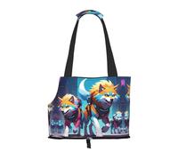 Cyber Wolf Pack - Bolsa de hombro impresa para mascotas, diseño plegable, bolsa de viaje para gatos y perros pequeños