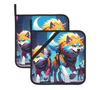 Cyber Wolf Pack Prints - Soportes cuadrados a prueba de calor (juego de dos) 8 x 8 pulgadas: telas de calidad, antiquemaduras y fácil de limpiar