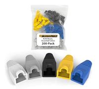 Cyberguys! Botas RJ45, varios colores, paquete de 200 - Cable Ethernet resistente RJ45 para alivio de tensión para Cat6 Cat5e, ajuste compacto, fácil instalación, acabado profesional