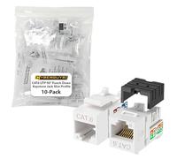Cyberguys UTP 90° CAT 6 Keystone Jack Slim Perfil, 10Gbps RJ45 Keystone Jack Punch-Down Diseño compacto Contactos chapados en oro, ajuste universal para paneles de conexión, placas de pared
