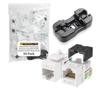 Cyberguys UTP 90° CAT 6 Keystone Jack Slim Perfil, 10Gbps RJ45 Keystone Jack Punch-Down Diseño compacto Contactos chapados en oro, ajuste universal para paneles de conexión, placas de pared