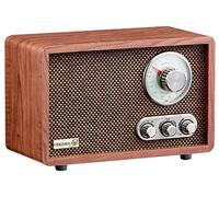 Cyberlux Nostalgie - Radio compacta de madera con Bluetooth, USB, ranura para tarjetas SD, radio FM/AM, sistema de música de estilo retro, sistema estéreo, radio de cocina, radio nostálgica, radio