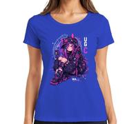 Cyberpunk Anime Girl Gamer Kawaii Japan Y2K - Camiseta para mujer, azul, 3XL