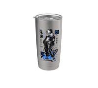 Cyberpunk Anime Girl Kanji Sci Fi Vaso térmico de acero inoxidable de doble pared