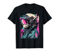 Cyberpunk Cat como piloto Tokio Cyberpunk Cat Colorido Camiseta