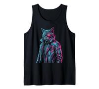 Cyberpunk Cat Cyborg Sci-Fi Synthwave Future Art Camiseta sin Mangas