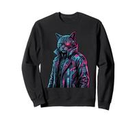 Cyberpunk Cat Cyborg Sci-Fi Synthwave Future Art Sudadera