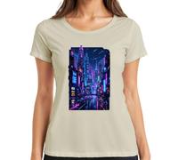 Cyberpunk City Neon Future Sci Fi Japan Y2K - Camiseta para mujer, naturaleza, 3XL