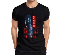Cyberpunk City Neon Night Japan Y2K - Camiseta para hombre, Negro , M