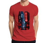 Cyberpunk City Neon Night Japan Y2K - Camiseta para hombre, rojo, 3XL