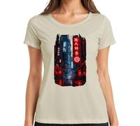 Cyberpunk City Neon Night Japan Y2K - Camiseta para mujer, naturaleza, M