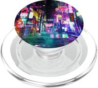 Cyberpunk City Sci Fi Night Tokio Japón Urban Noir Dystopia PopSockets PopGrip para MagSafe