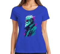 Cyberpunk Cyborg Opa Bart Neon Japan Y2K - Camiseta para mujer, azul, M