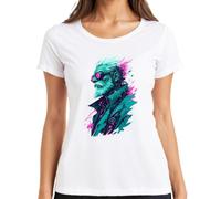 Cyberpunk Cyborg Opa Bart Neon Japan Y2K - Camiseta para mujer, Blanco, L